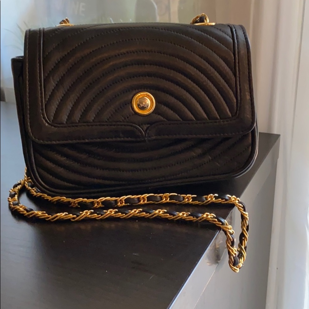 Super Soft Leather Chain Purse with gold accents